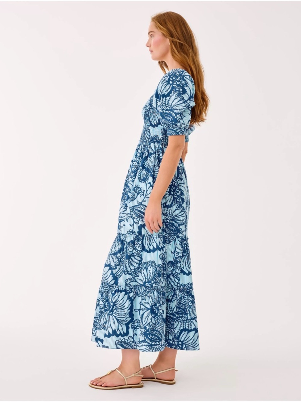 NWT Lilly Pulitzer XL Hadly Short Sleeve Smocked Dress “Starlight Navy Proud”
